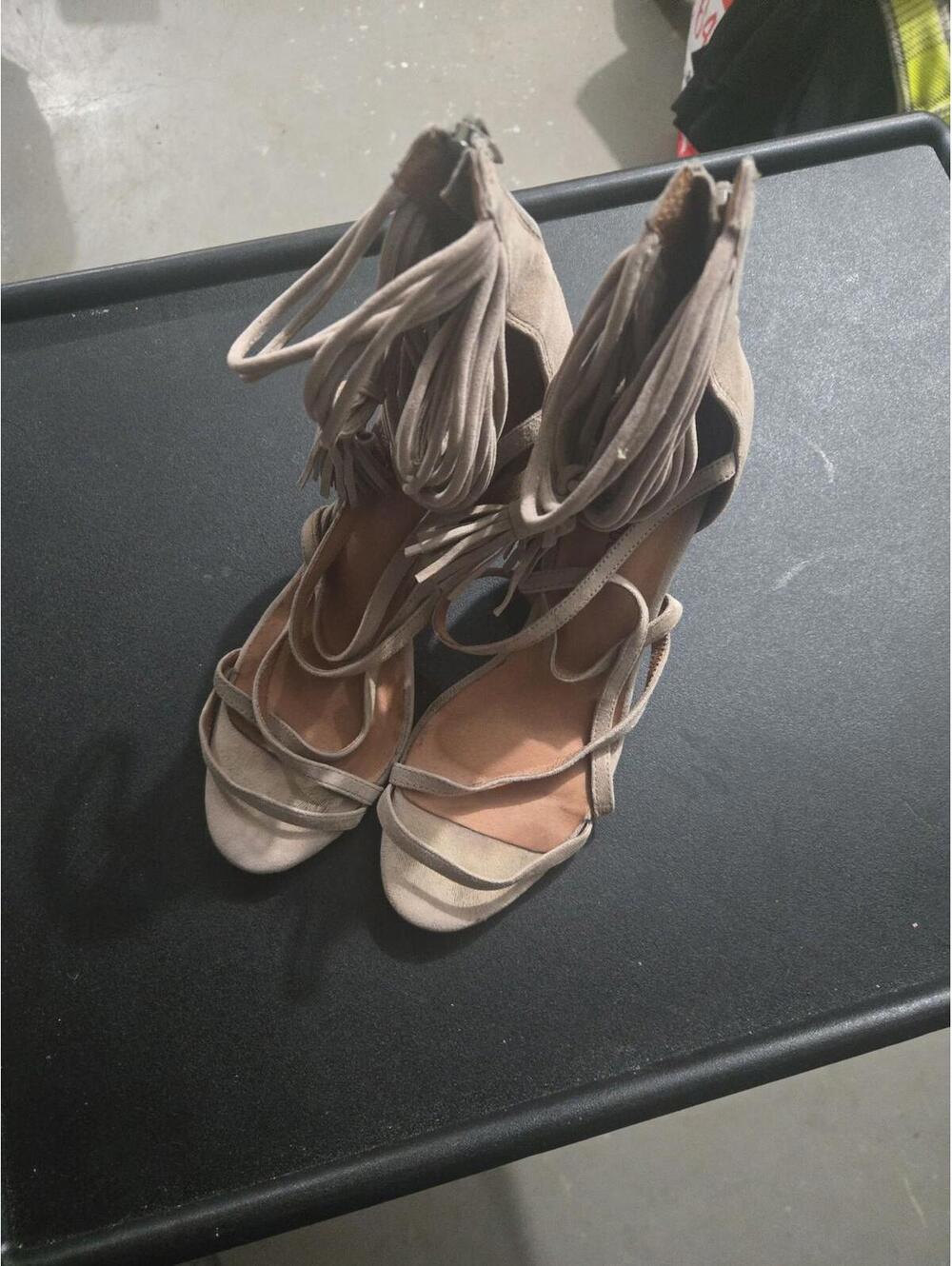 Jeffrey Campbell Suede Fringe Lace-Up Heeled Sandals Size 6
